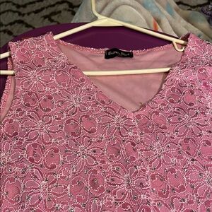 Brittany Black Pink Lace Women's Top